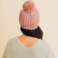 Chunky Cable Knit Pom Beanie: Ivory