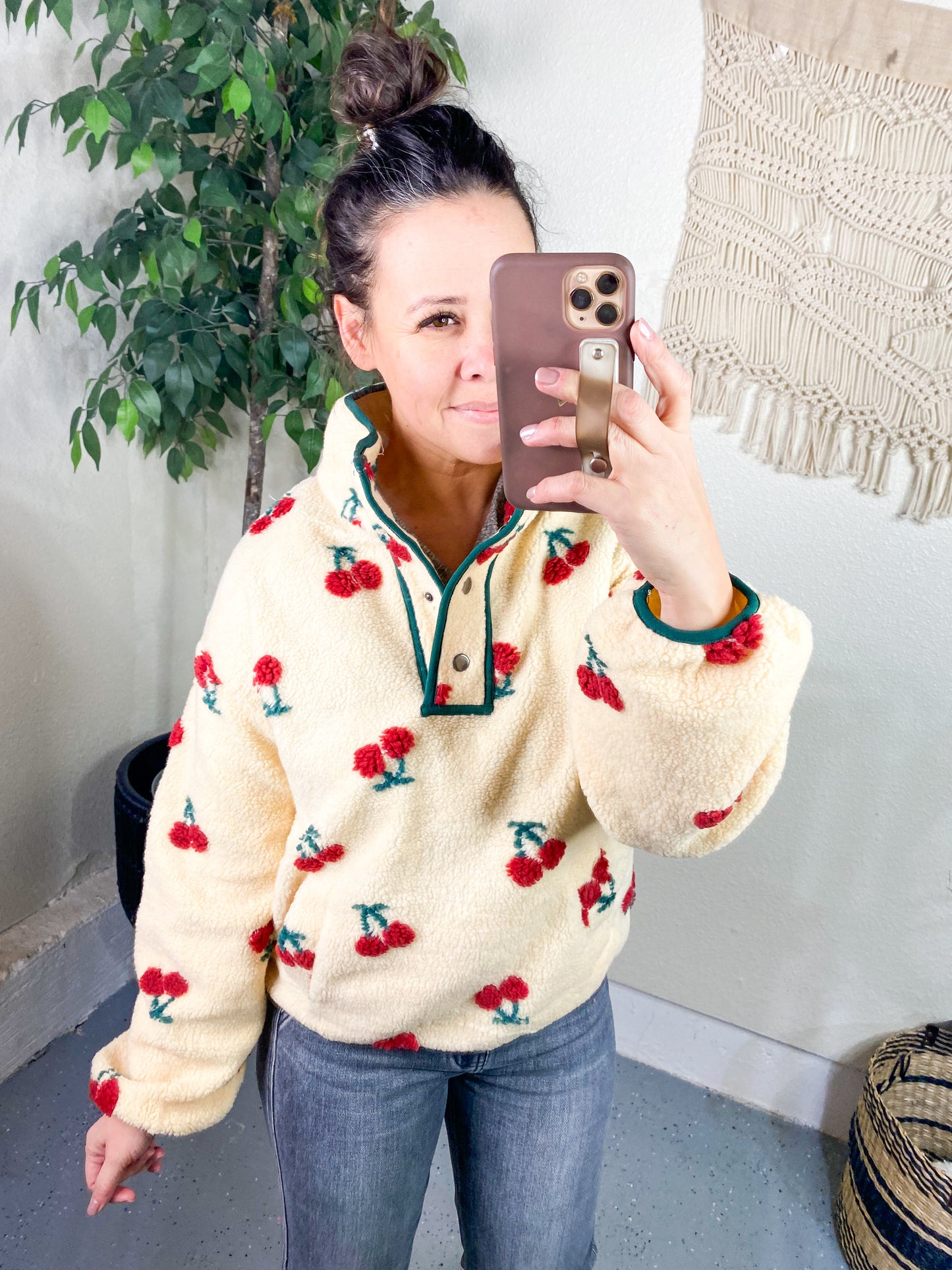 Cherry Tree Fleece Pullover
