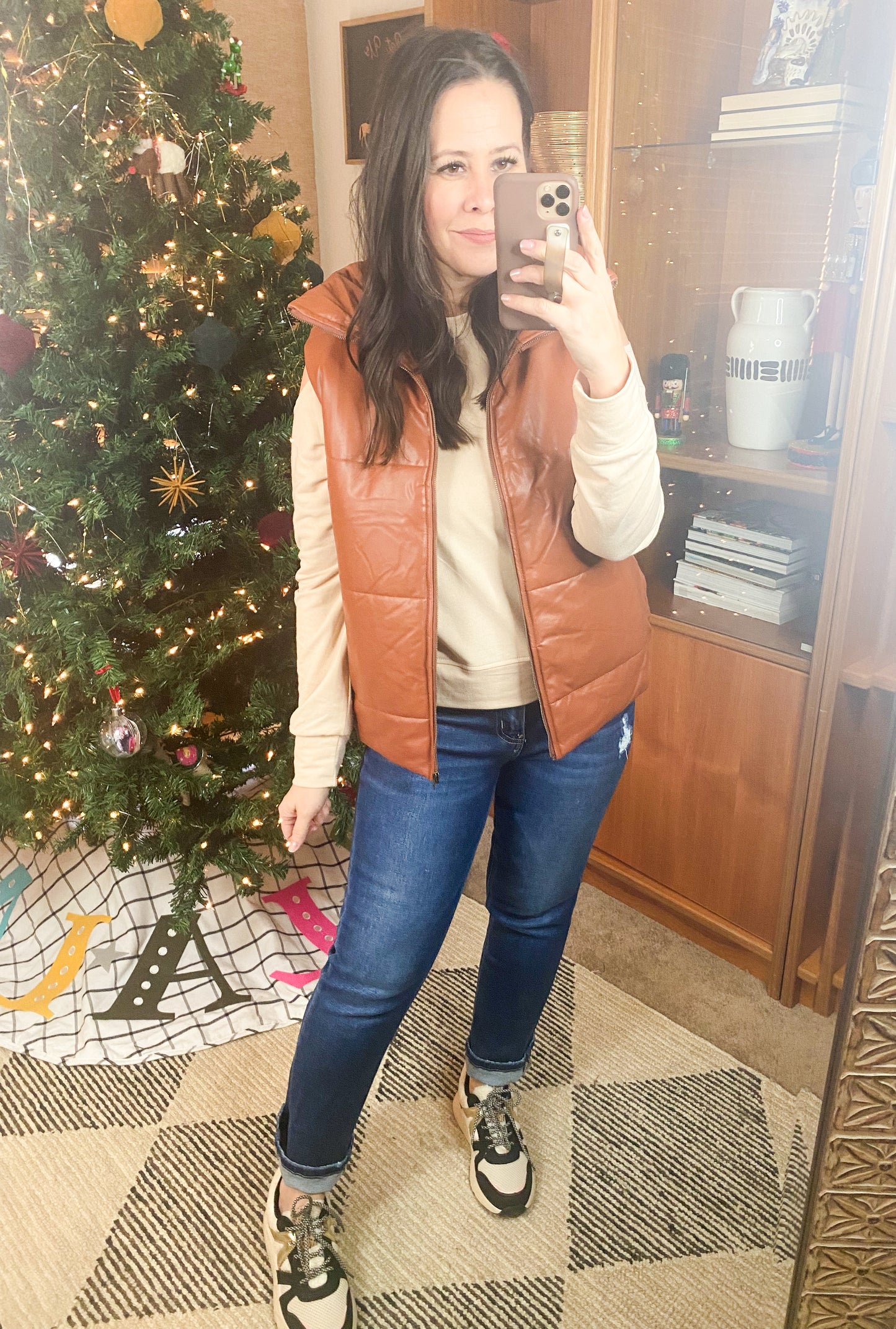 Persistence Pays Off Faux Leather Puffer Vest