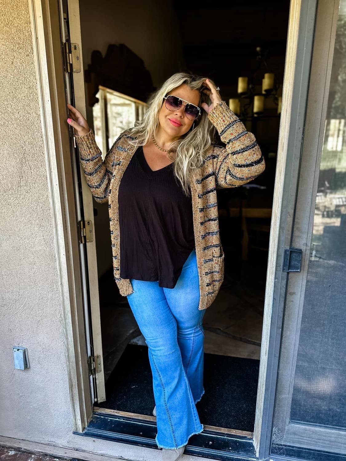 PREORDER: STRIPE MILEY DOT CARDIGAN (SHIPS EARLY OCTOBER)