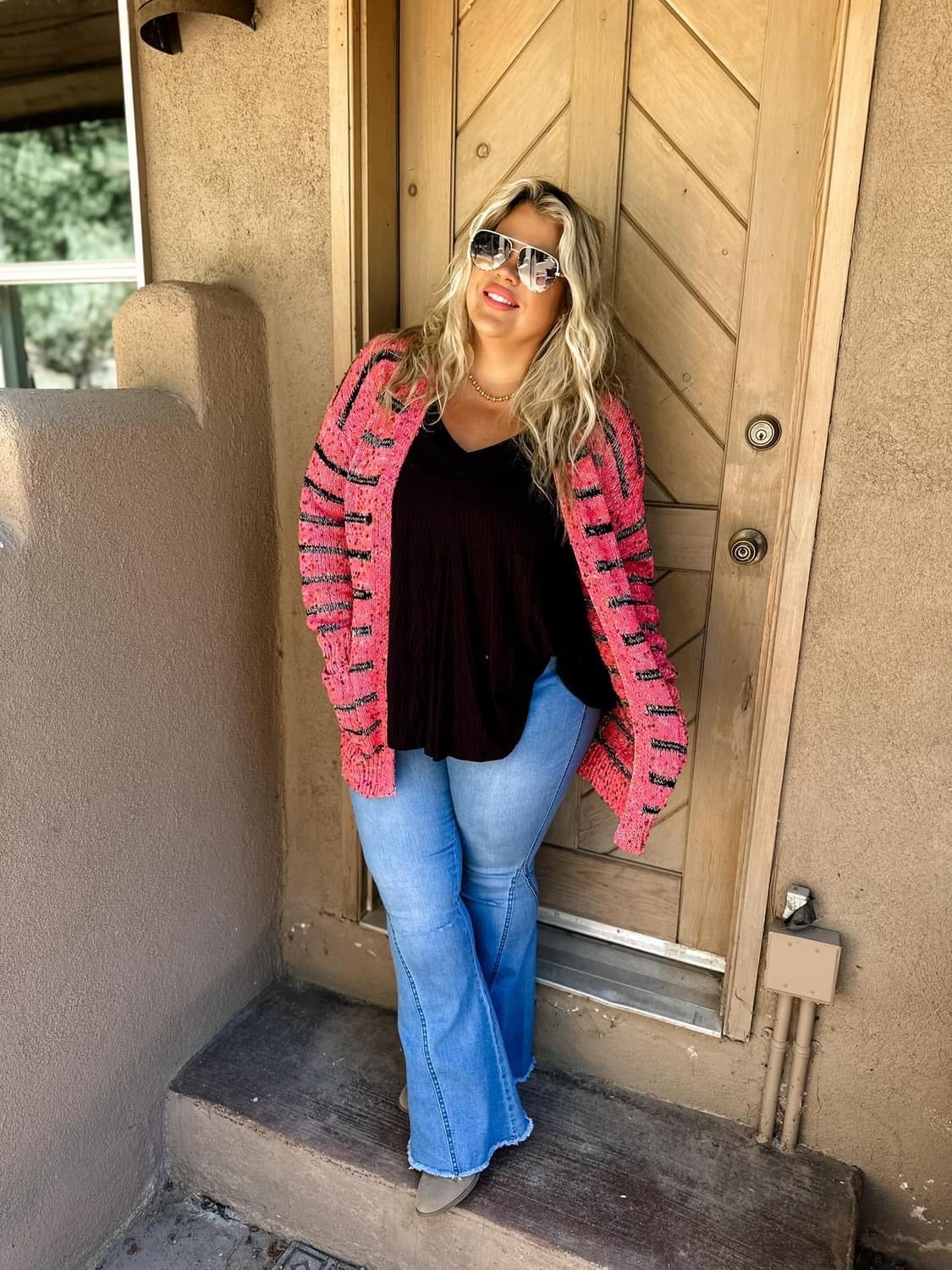 PREORDER: STRIPE MILEY DOT CARDIGAN (SHIPS EARLY OCTOBER)