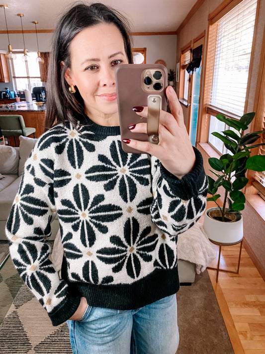 Mid Mod Floral Sweater