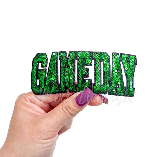 Green Game Day Varsity Sequins Patch-Small    