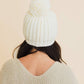 Chunky Cable Knit Pom Beanie: Ivory