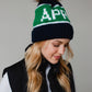Navy, Green & White Apres Pom Hat