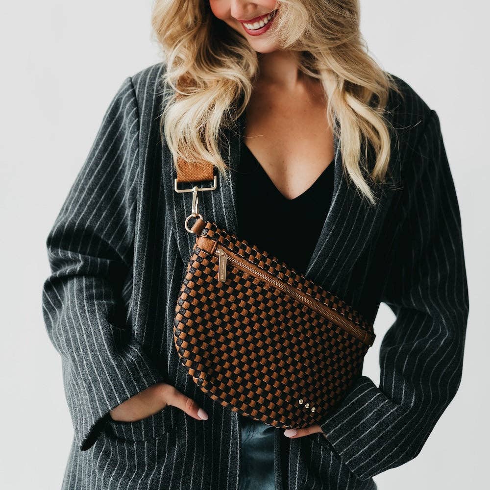Westlyn Woven Bum Bag Wholesale - NEW COLOR ADDED!: Checkered Coffee