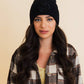 Smiley Face Embroidered Ribbed Knit Beanie: Mustard