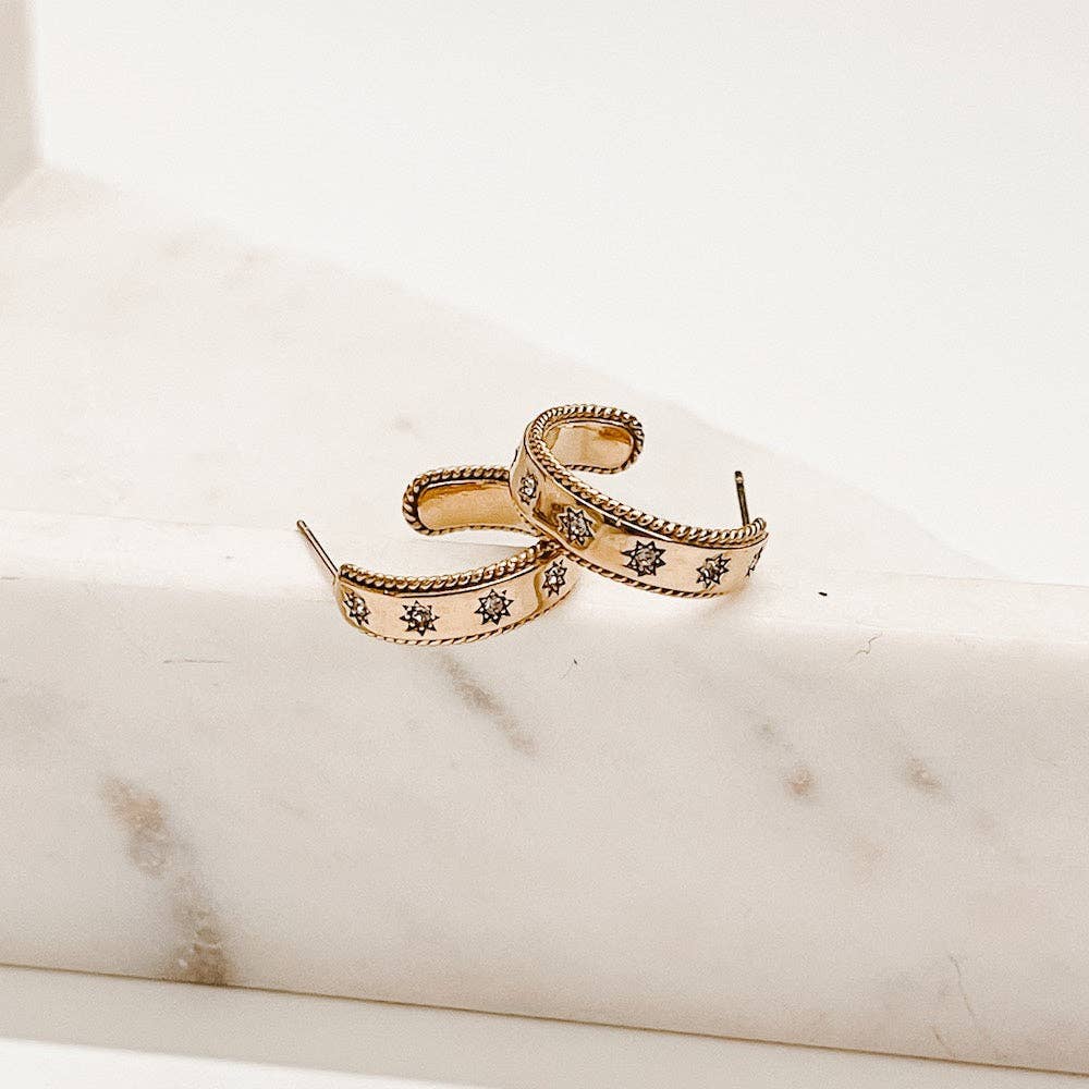 Retro Star Hoop Earrings - WATERPROOF