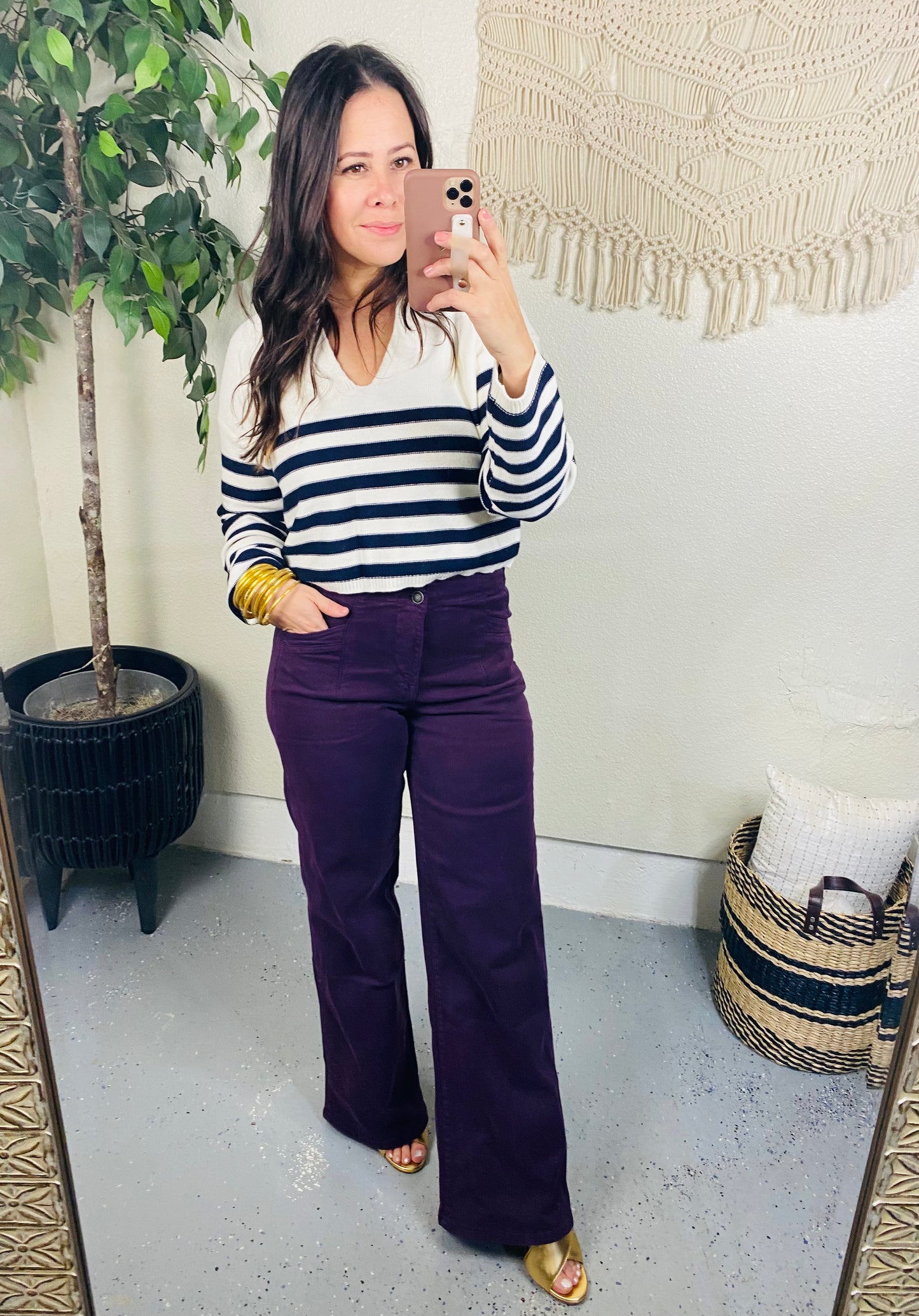 Mica High Rise Wide Leg Jeans in Plum