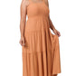 PLUS SMOCKED TIERED MIDI DRESS