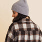 Smiley Face Embroidered Ribbed Knit Beanie: Green