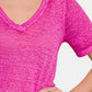 Pink V-Neck Short Sleeve T-Shirt