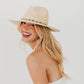 Isabella Woven Beaded Band Straw Sun Hat: Tan