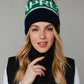 Navy, Green & White Apres Pom Hat