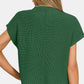 Mock Neck Short Sleeve Cropped Sweater - Dk Green