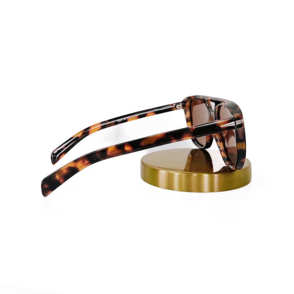 Goldie Double Bridge Aviator Sunglasses: Brown Lens