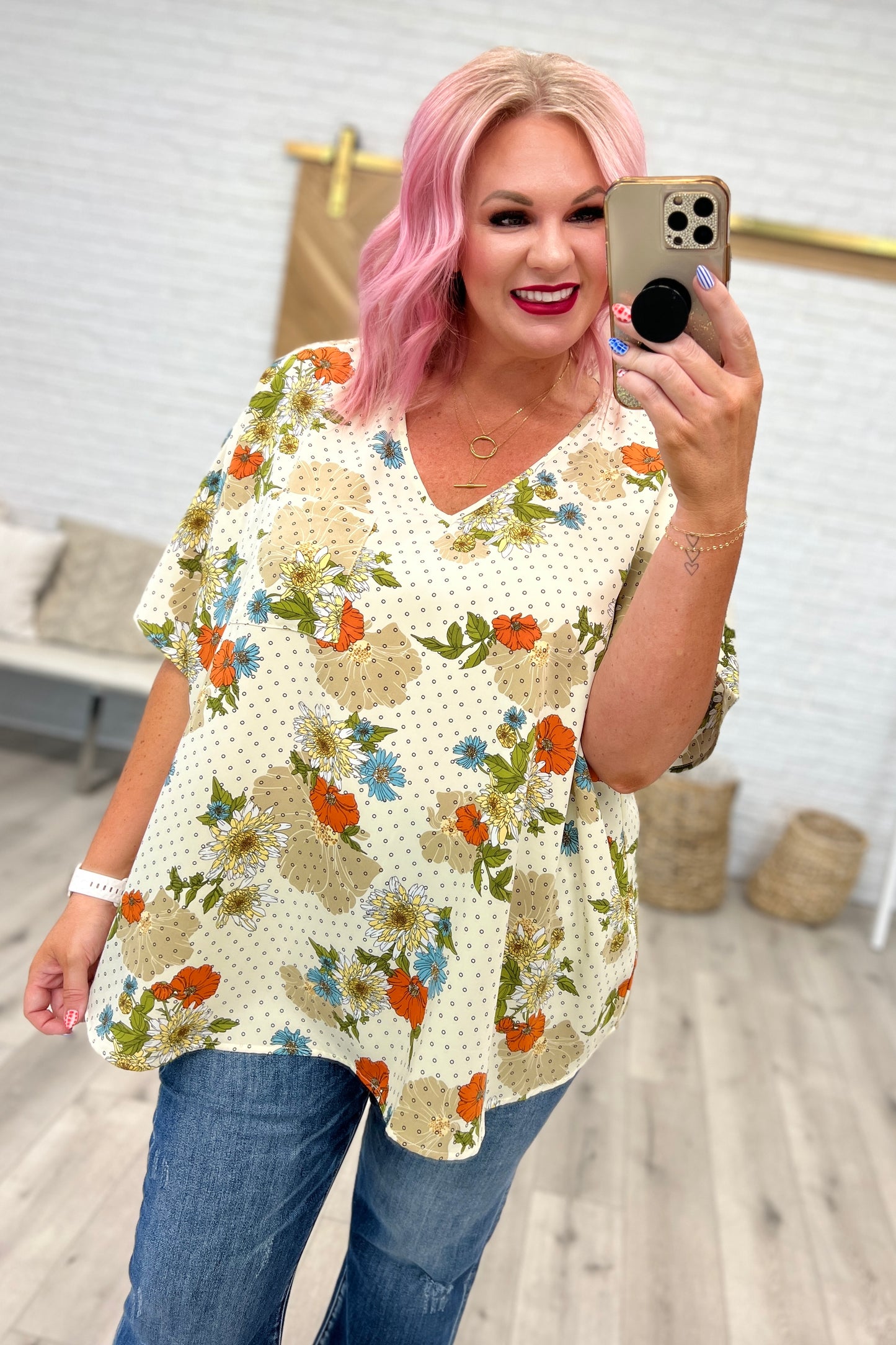 Good Morning Floral V-Neck Blouse