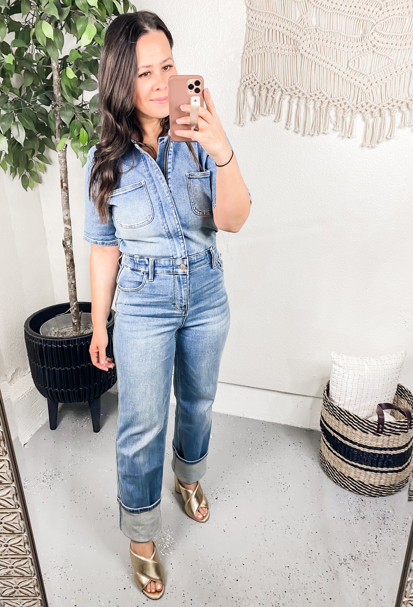 Judy Blue Short Sleeve Denim Jumpsuit