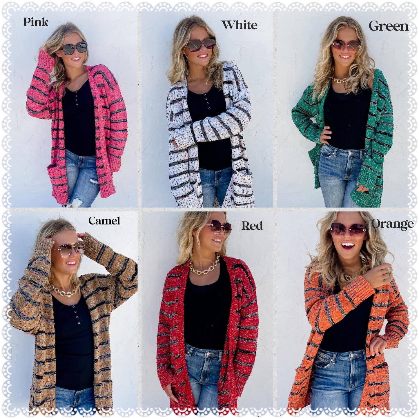 PREORDER: STRIPE MILEY DOT CARDIGAN (SHIPS EARLY OCTOBER)
