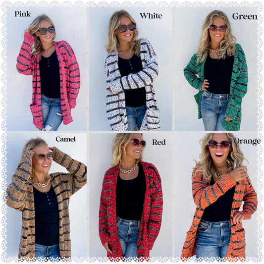 PREORDER: STRIPE MILEY DOT CARDIGAN (SHIPS EARLY OCTOBER)