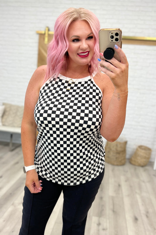 Start the Races Checkered Halter Top