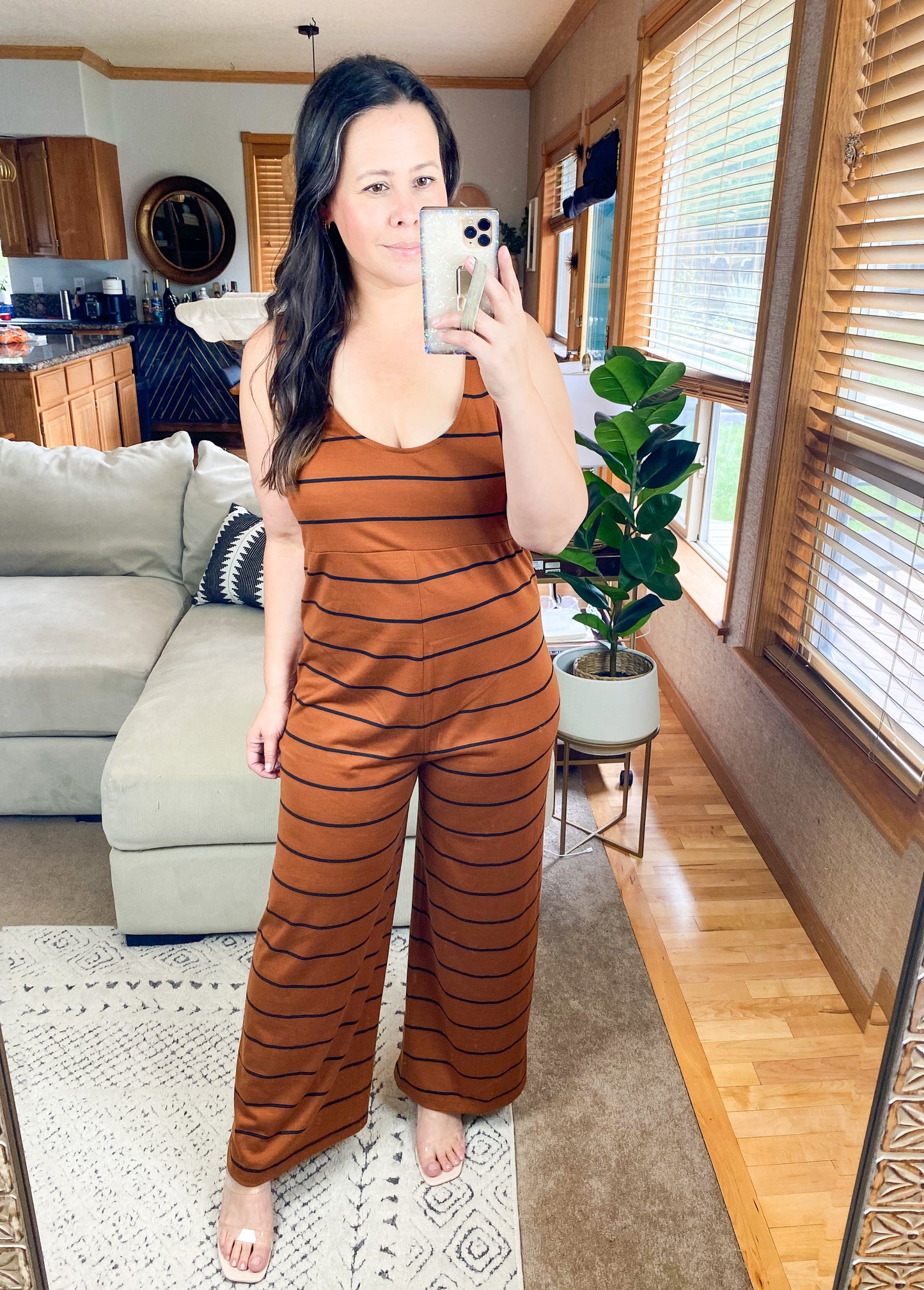 Striped Sleeveless Wide Leg Jumpsuit