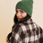 Smiley Face Embroidered Ribbed Knit Beanie: Mustard
