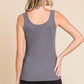 Ribbed Scoop Neck Tank - Charcoal
