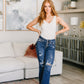Gabriella Distressed Button Fly Flare