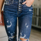 Gabriella Distressed Button Fly Flare