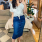 Judy Blue High Rise Denim Midi Skirt