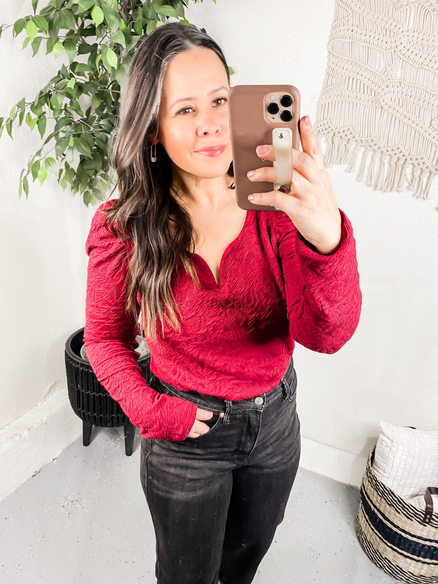 Ask A Question Ruched Sleeve Top