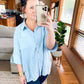 Pleated Batwing Short Sleeve Button Up Top - Multiple Colors