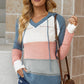 Color Block Knitted Hoodie - Multiple Colors Available