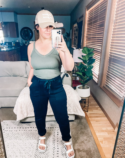 Carmen Double Cuff Joggers in Black