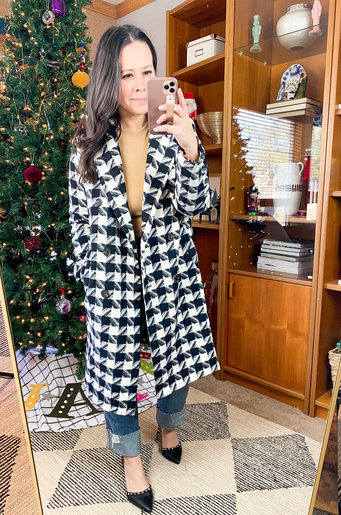 Monochromatic Moment Plaid Coat