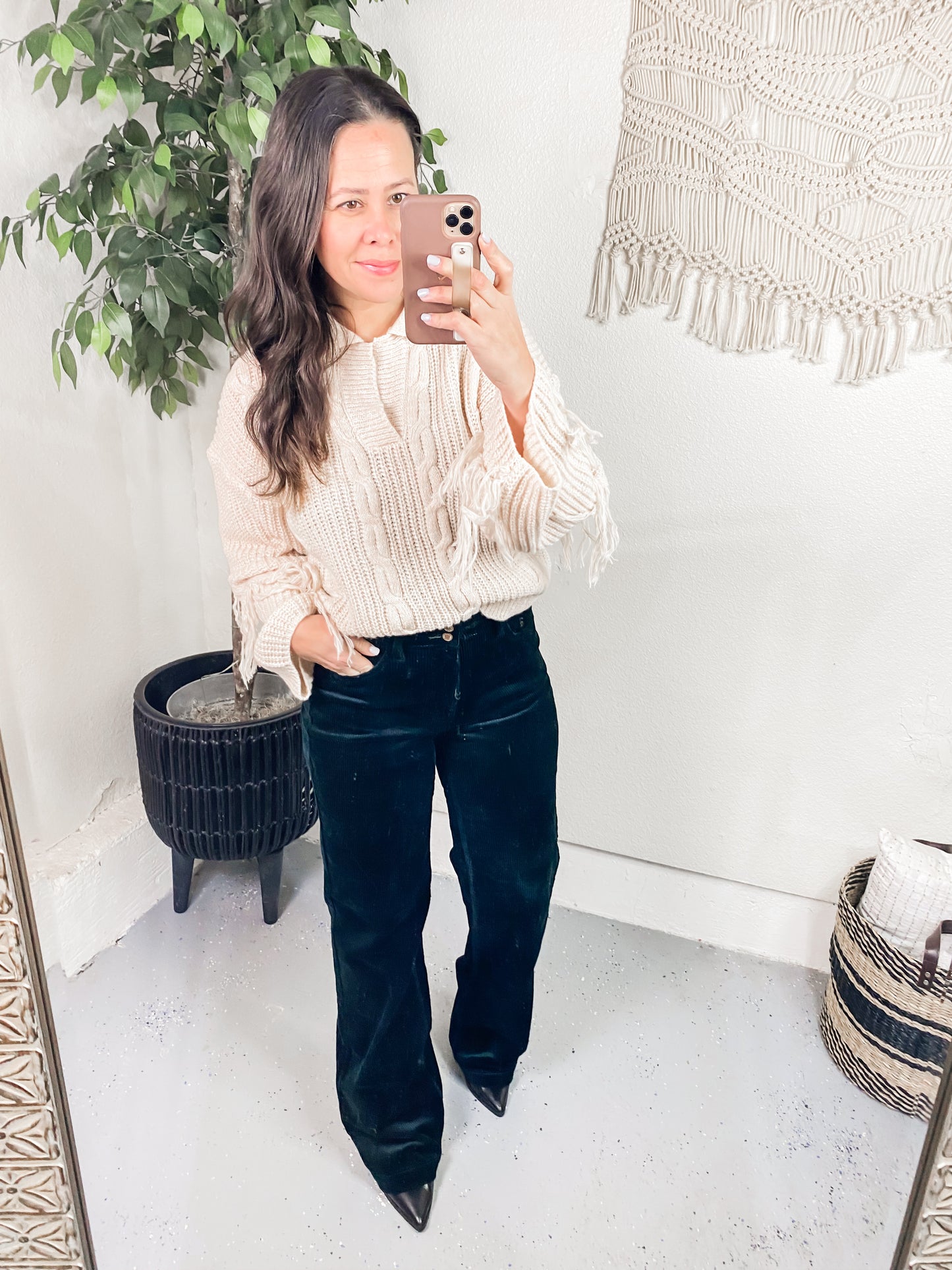 Judy Blue High Waist Emerald Corduroy Wide Leg Jeans