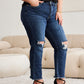 RFM Tummy Control Straight Leg Cropped Jeans - Distressed