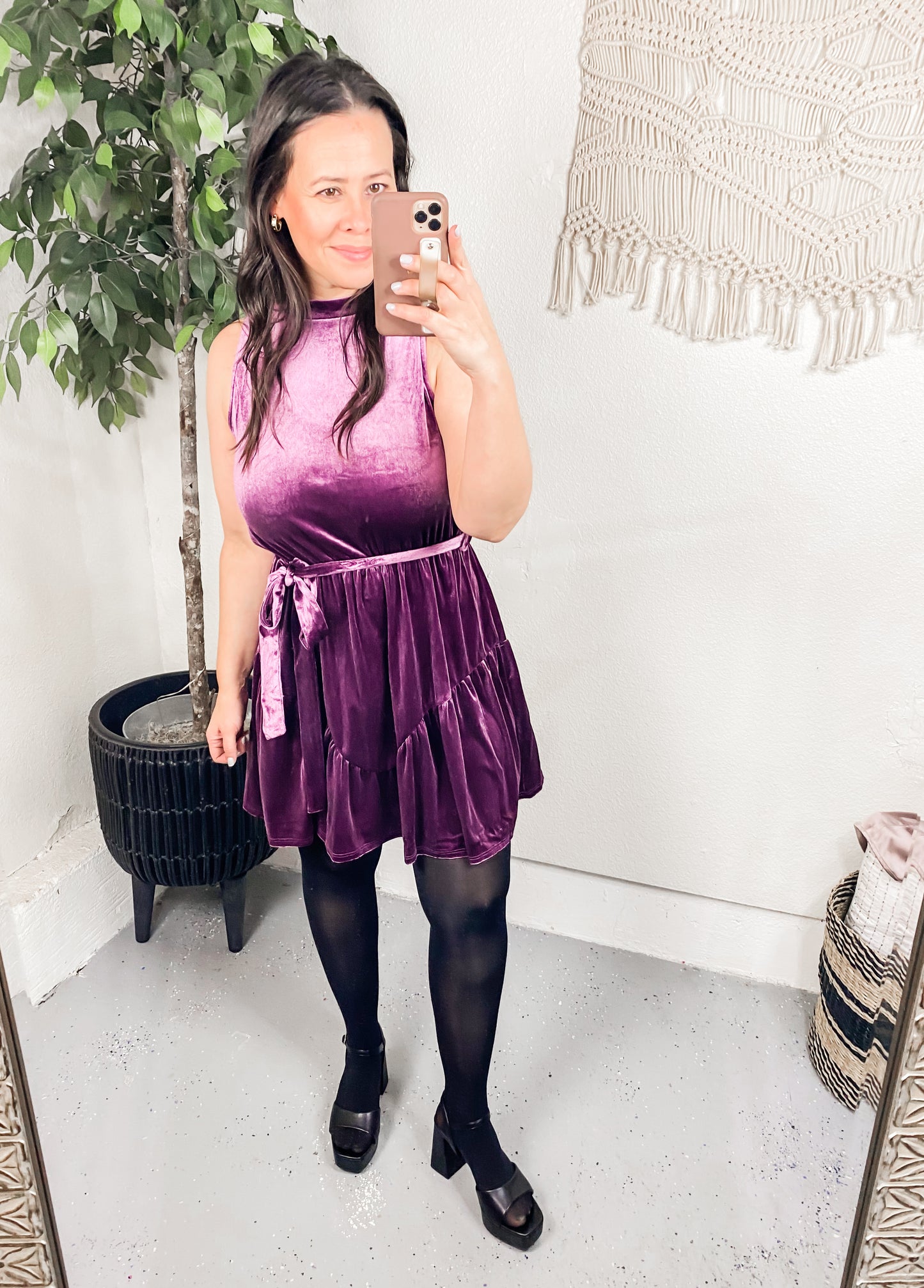 Tied In A Bow Velvet Dress