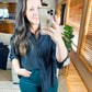 Pleated Button Down Top And Shorts Set in Black