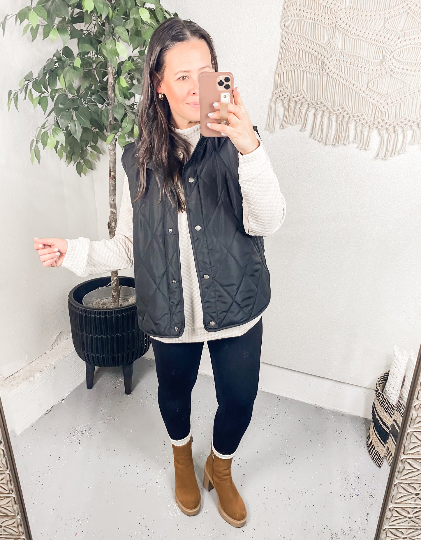 Neither Here Nor There Puffer Vest in Camel