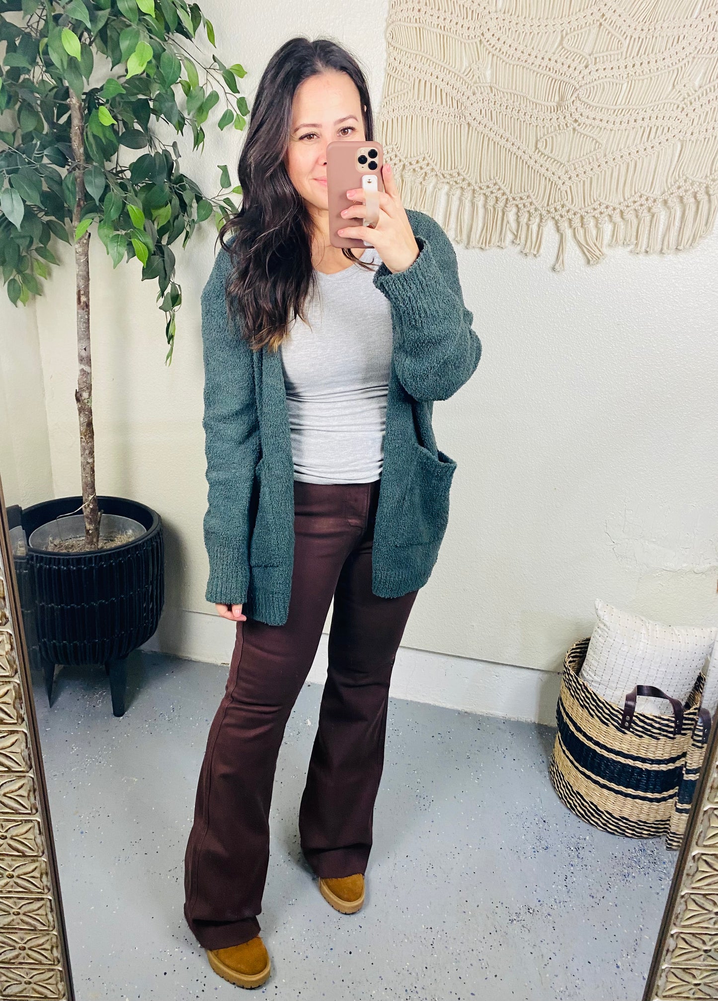 Judy Blue High Rise Tummy Control Flare Jeans in Espresso