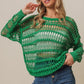 Long Sleeve Knit Cover Up -Green