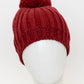 Chunky Cable Knit Pom Beanie: Ivory