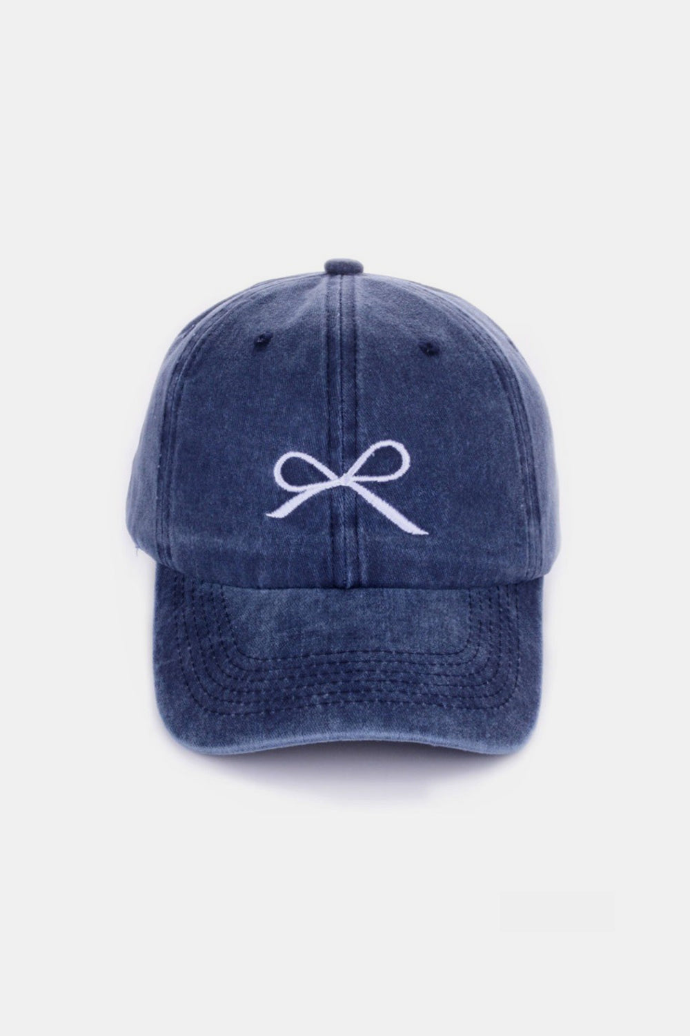 Bow Embroidered Washed Ballcap