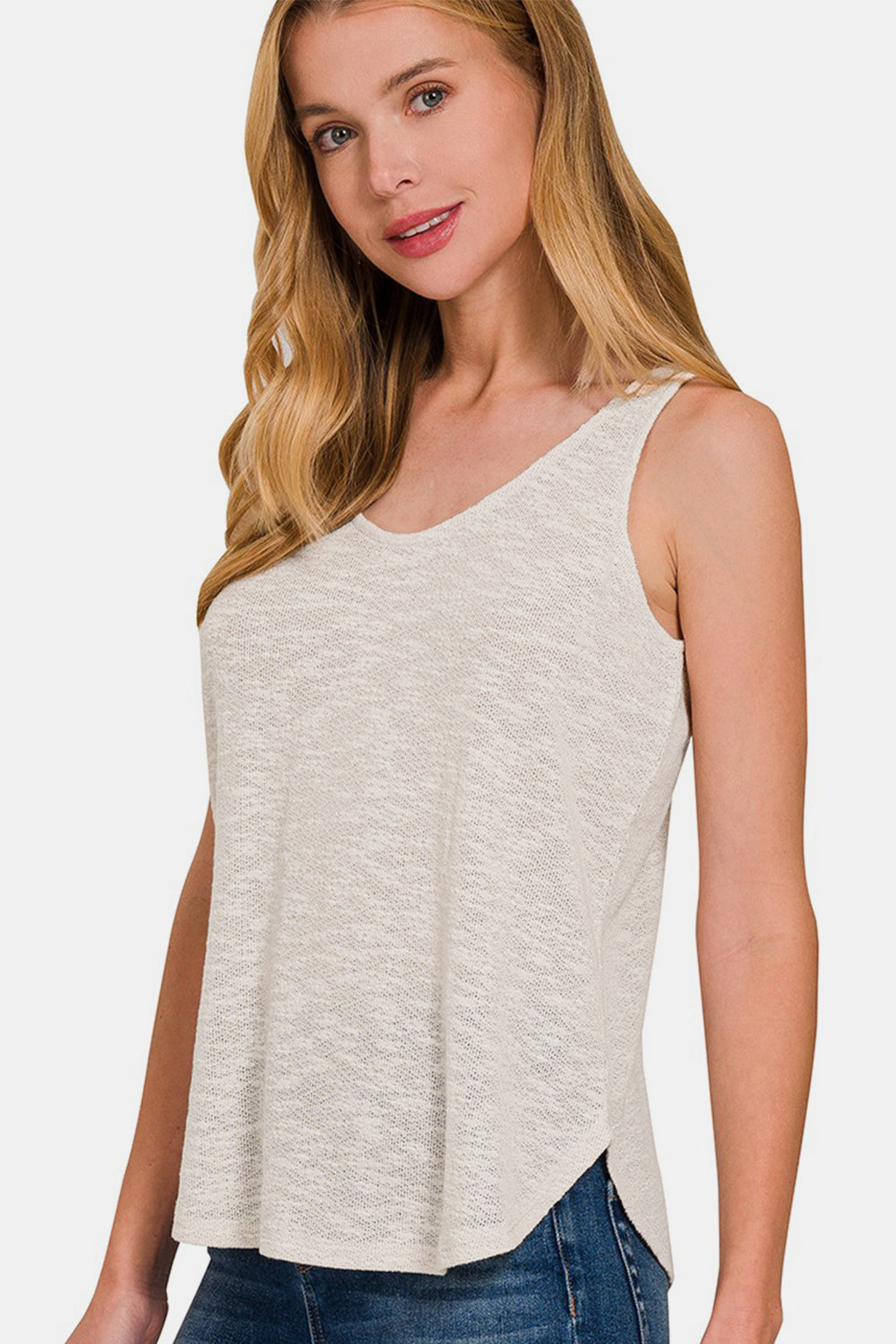 Curved Hem Tank - Ivory