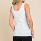 Ribbed Scoop Neck Tank - White