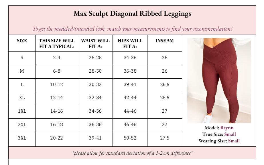 PRE-ORDER Molly Max Sculpt Diagonal Ribbed Leggings - (Shipping End of Oct/Early Sept)