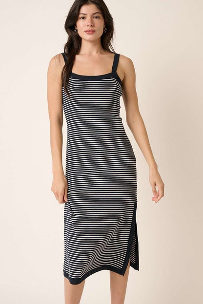 Navy Striped Midi Cami Dress