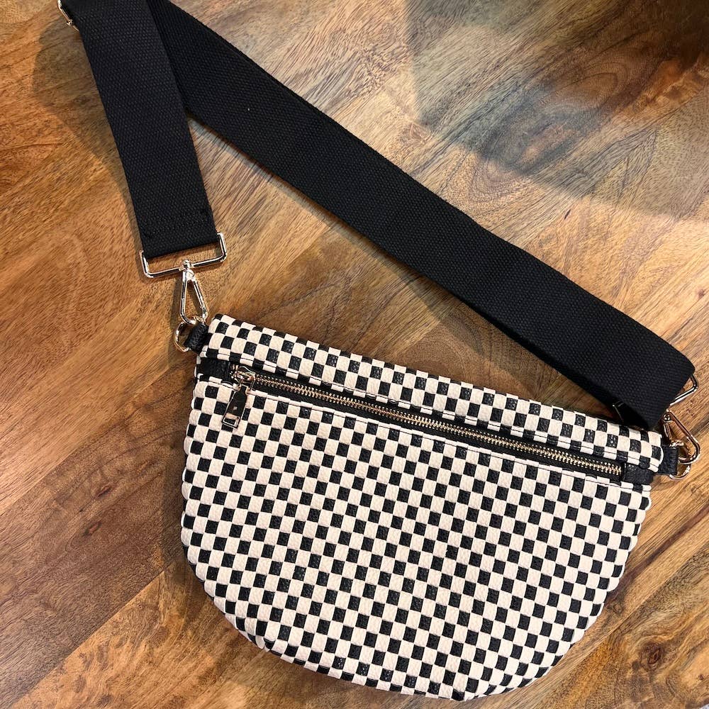 RESTOCKED! Westlyn Woven Bum Bag: Checkered Black